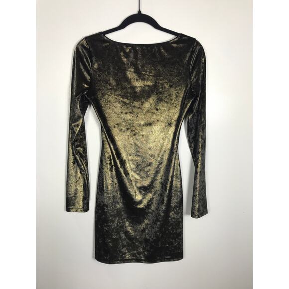 Reformation Wahl Gold Metallic Mini Dress Square Neck Formal Date Night Holiday - Picture 6 of 10